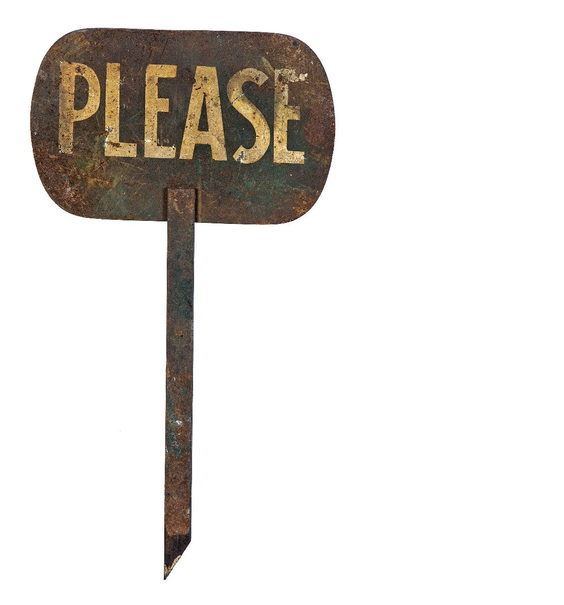 early 20th century antique american double-sided "please" outdoor yard picket sign with original paint finish