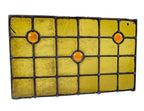 diminutive 1880's salvaged chicago richly colored residential stained glass window accentuated with amber rondels