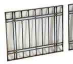 two matching highly desirable strongly geometric chicago salvaged bungalow gridded pattern leaded glass transom windows