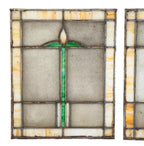 two matching salvaged chicago antique american strongly geometric foster and munger art glass windows with abstract floral motifs