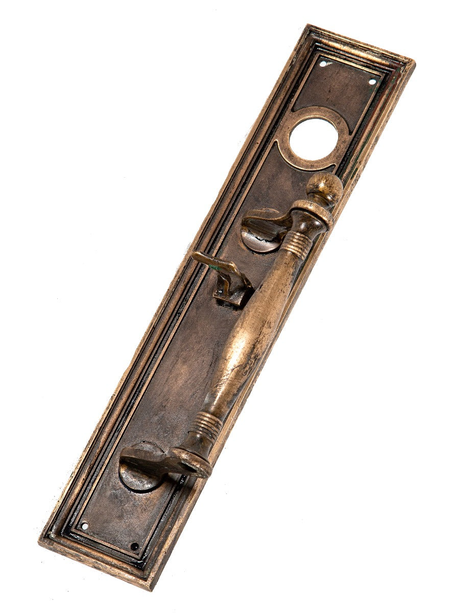 19th century oversized antique american salvaged chicago cast bronze commercial store door thumblatch handle