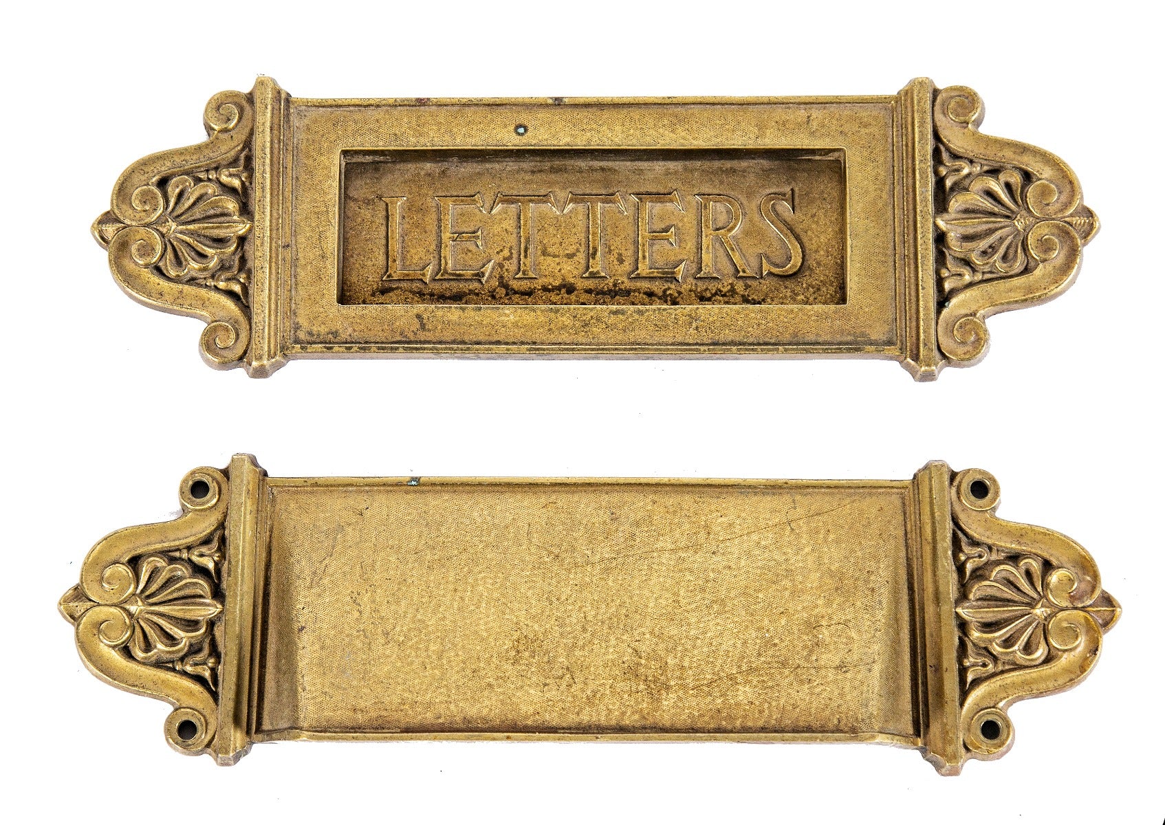 late 19th century yale and towne historically important cast brass chicago civic opera building "letters" door slot and matching chute