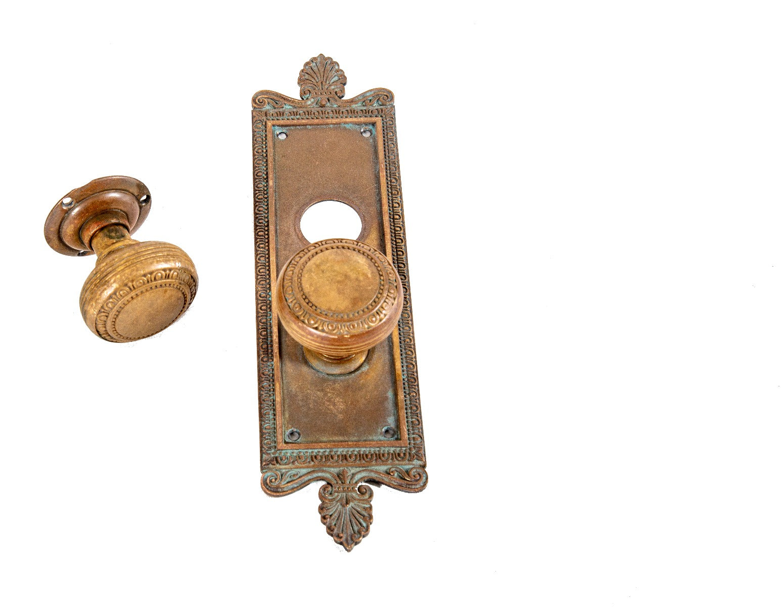 original 19th or early 20th century antique american neoclassical style cast bronze residential entrance door hardware