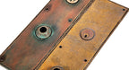 original 19th century salvaged chicago massive cast bronze yale and towne commercial building entrance door backplates with beaded border