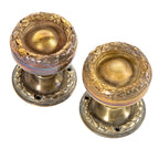 matching set of original ornamental cast brass cook county or chicago city hall building doorknobs and rosettes designed by holabird and roche