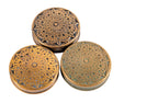 group of three matching original early 1880s cast brass mallory wheeler uniquely designed drum-shaped doorknobs