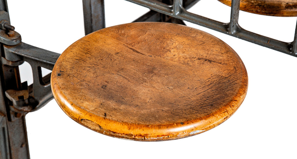 all original fully functional early 20th century ford auto assembly plant "no. 314" sectional 8-seat lunch hall table