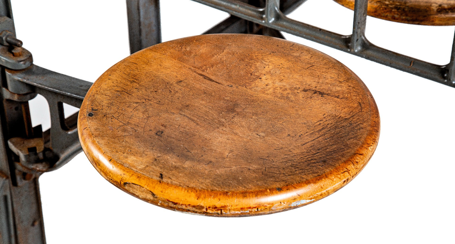 all original fully functional early 20th century ford auto assembly plant "no. 314" sectional 8-seat lunch hall table