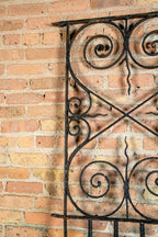 finely-made original 19th century antique american ornamental wrought iron exterior hotel building window guard