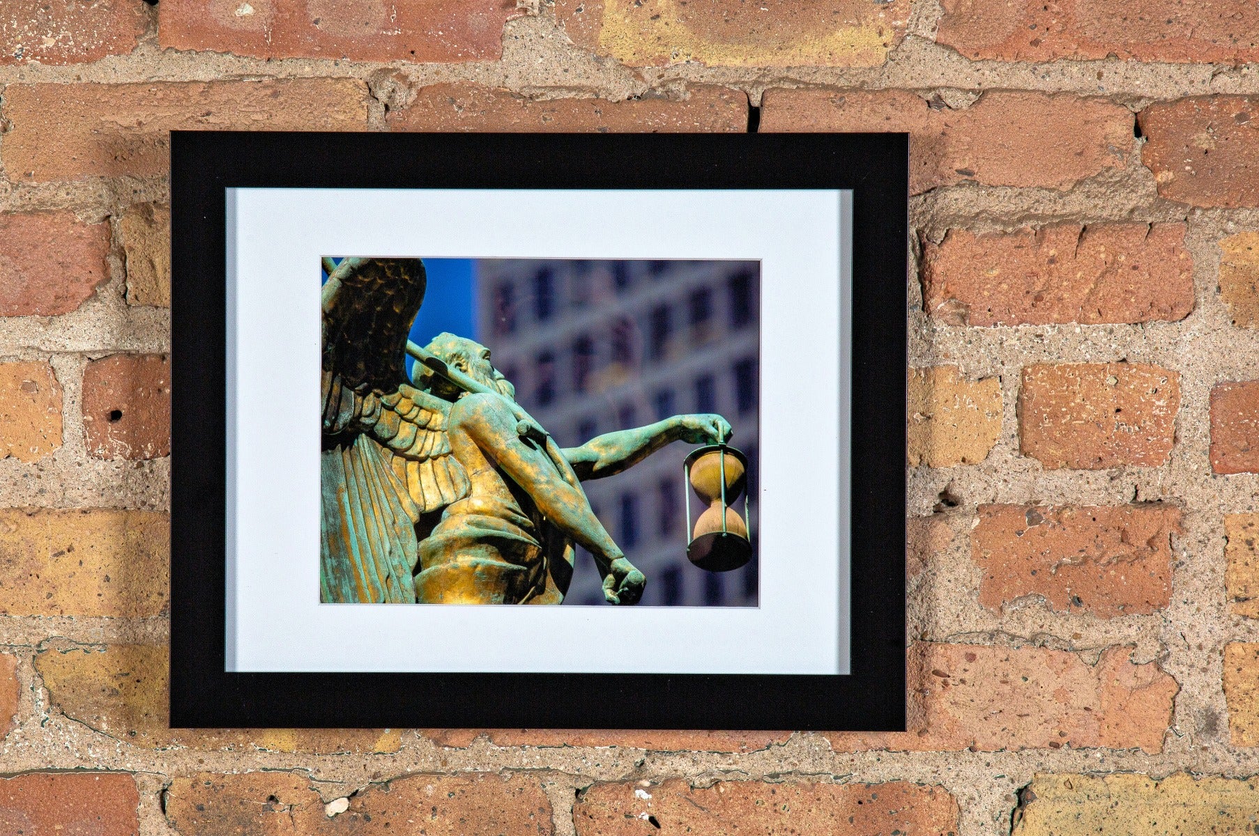 eric j. nordstrom framed and matted architectural "father time" art print with signature on verso