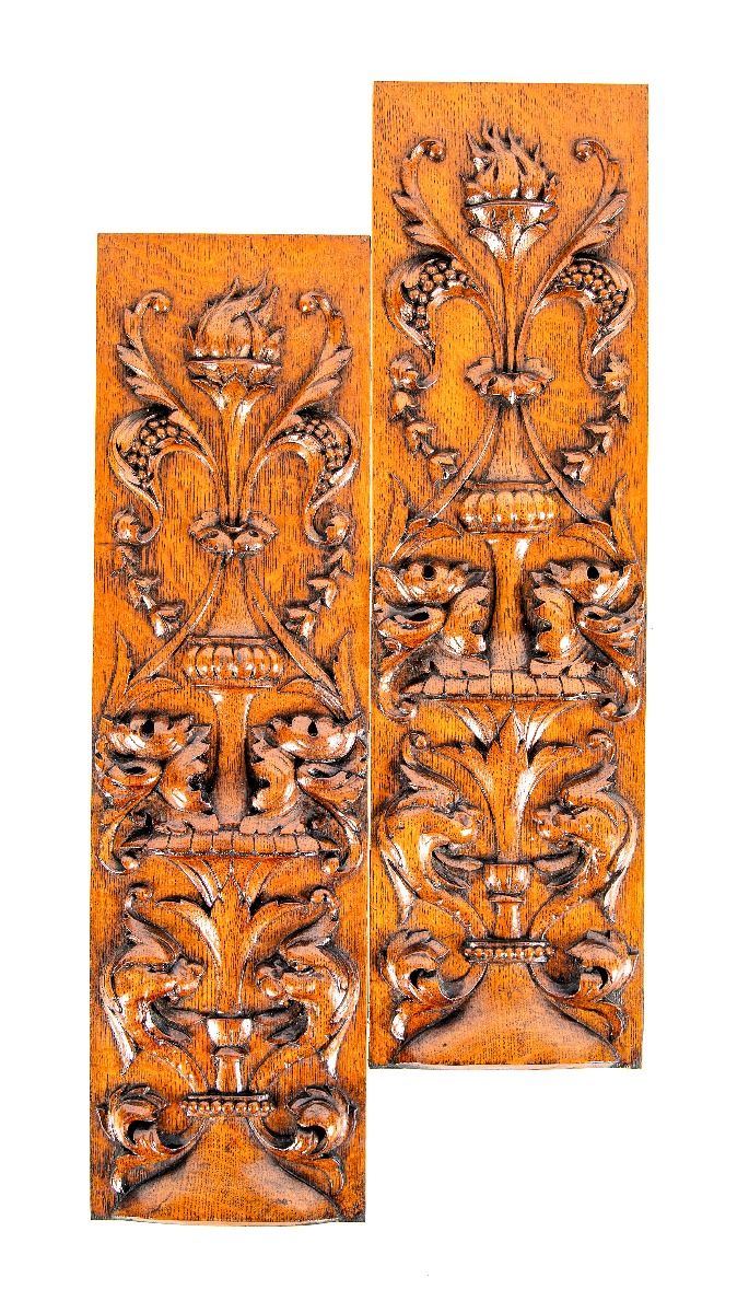 stunning original 19th century hand-carved gilded age new york city mansion wall panels with deep relief ornament