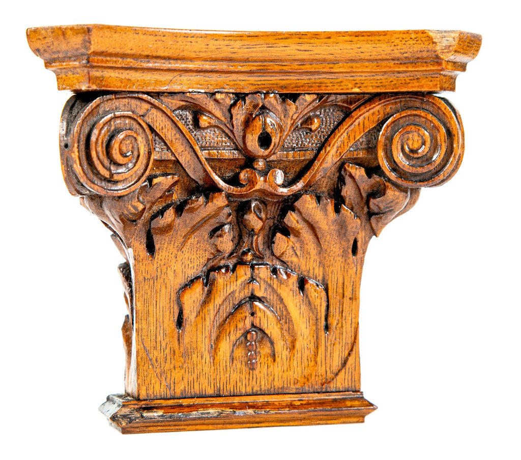 matching set of 19th century gilded age new york city mansion hand-carved diminutive oak wood capitals