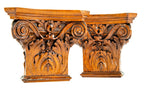 matching set of 19th century gilded age new york city mansion hand-carved diminutive oak wood capitals