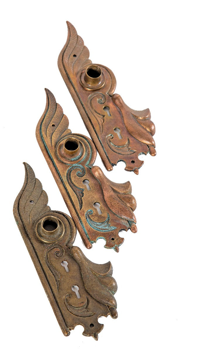 remarkable 19th century art nouveau style ornamental cast bronze salvaged chicago entrance door backplates