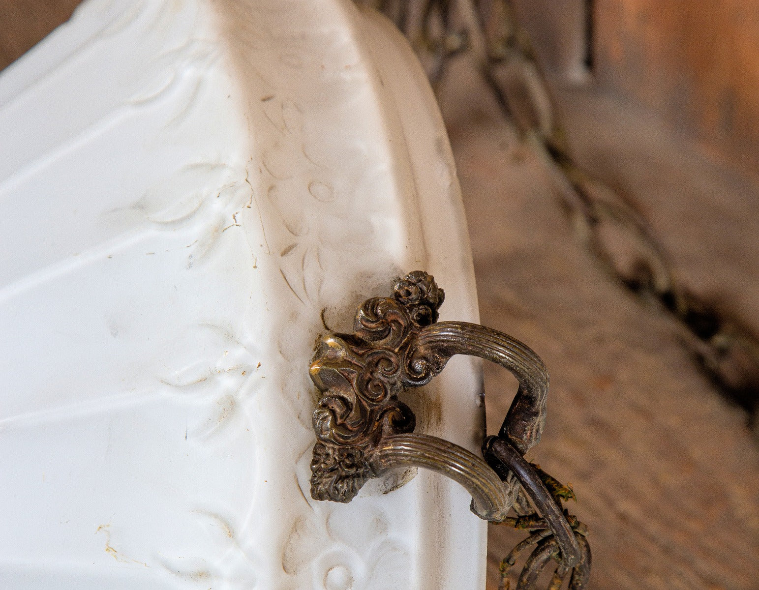 one of several matching original antique american cleveland dance hall oversized drop-bowl ceiling fixtures with pressed glass shades