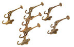 group of six original 19th century ornamental figural salvaged chicago hall tree hooks comprised of bronze with nicely aged surface patina