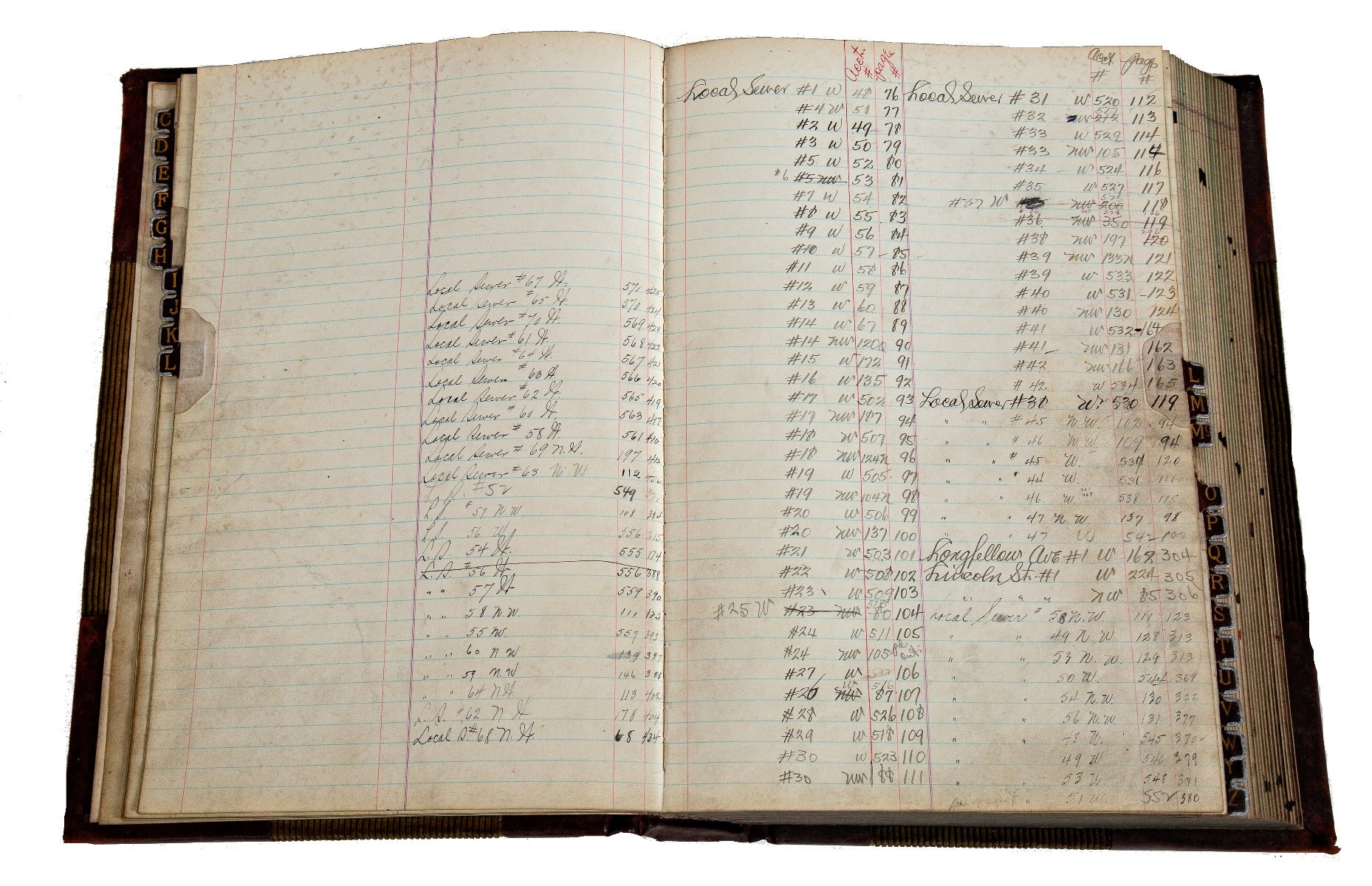 very unusual and historically important original oversized felt and leather-bound city of gary, indiana infrastructure ledger