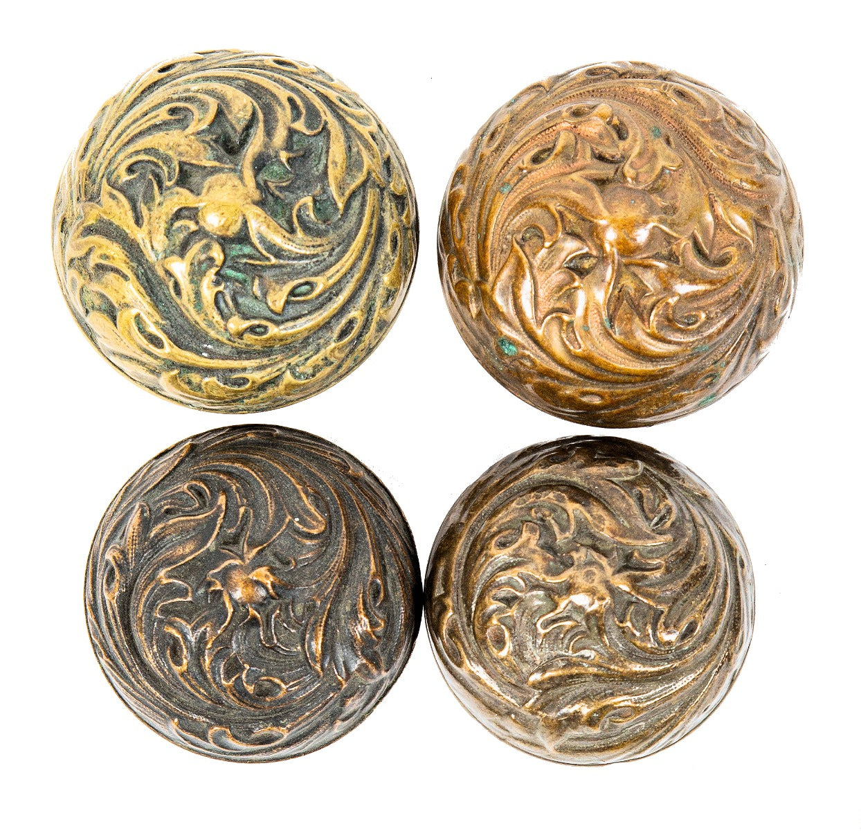 two sets of original 19th century richardsonian romanesque style "florence" pattern residential entrance door handles