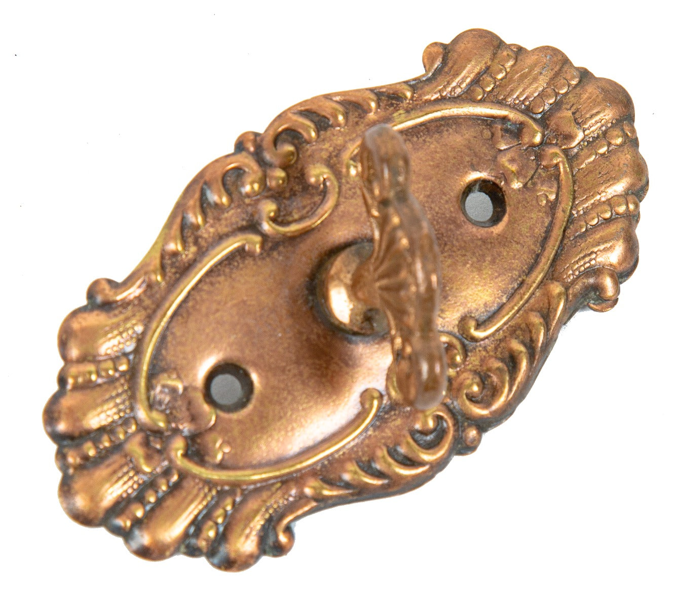 original early 20th century ornamental wrought bronze entrance door thumbtwist doorbell handle with backplate