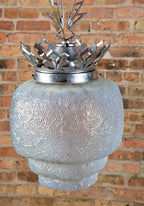 american depression-era salvaged art deco "skyscraper" style theater lobby pendant light with ornamental fitter and canopy