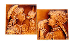 original set of late 19th century antique american broome-designed majolica glazed fireplace tiles with ladies with birds