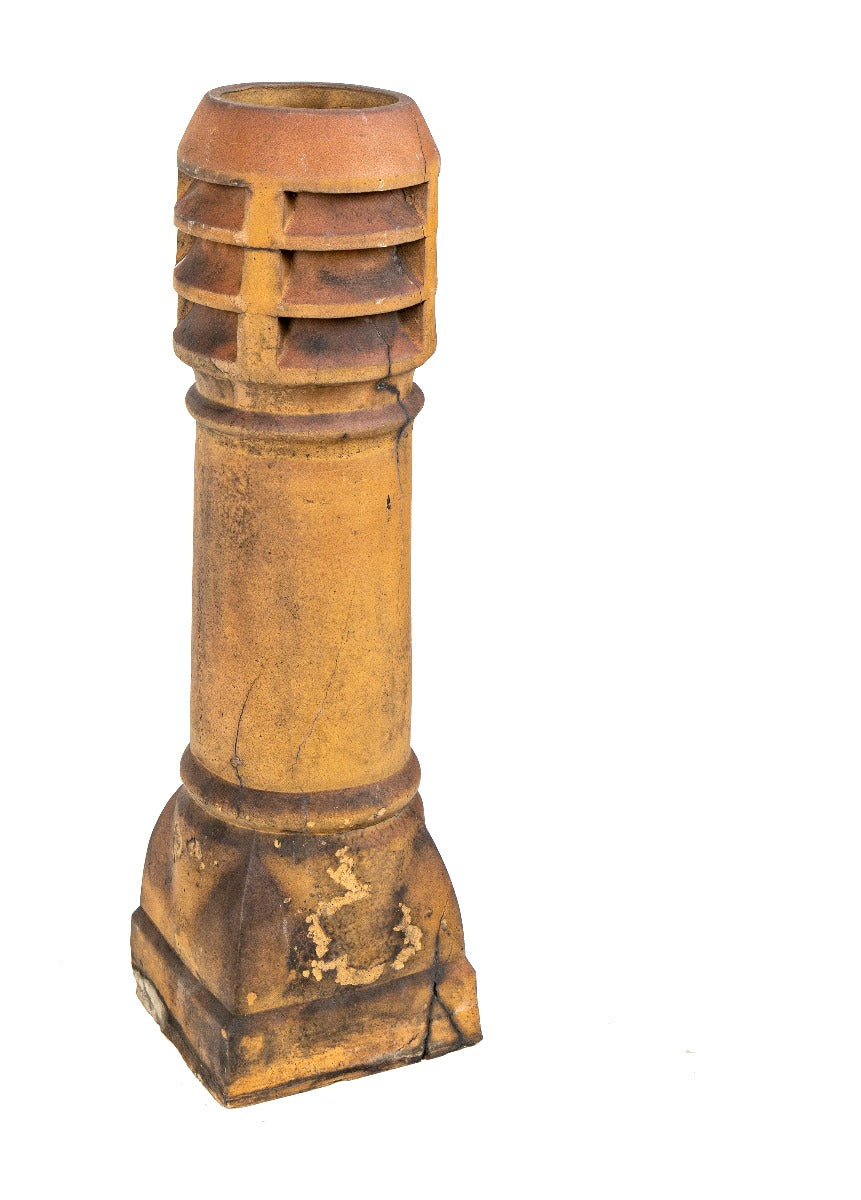 hard to find original oversized 19th century salvaged chicago buff-colored northwestern terra cotta chimney pot