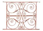 one of two matching 1880's original salvaged chicago heavily ornamented wrought iron residential window guard with nicely weathered finish
