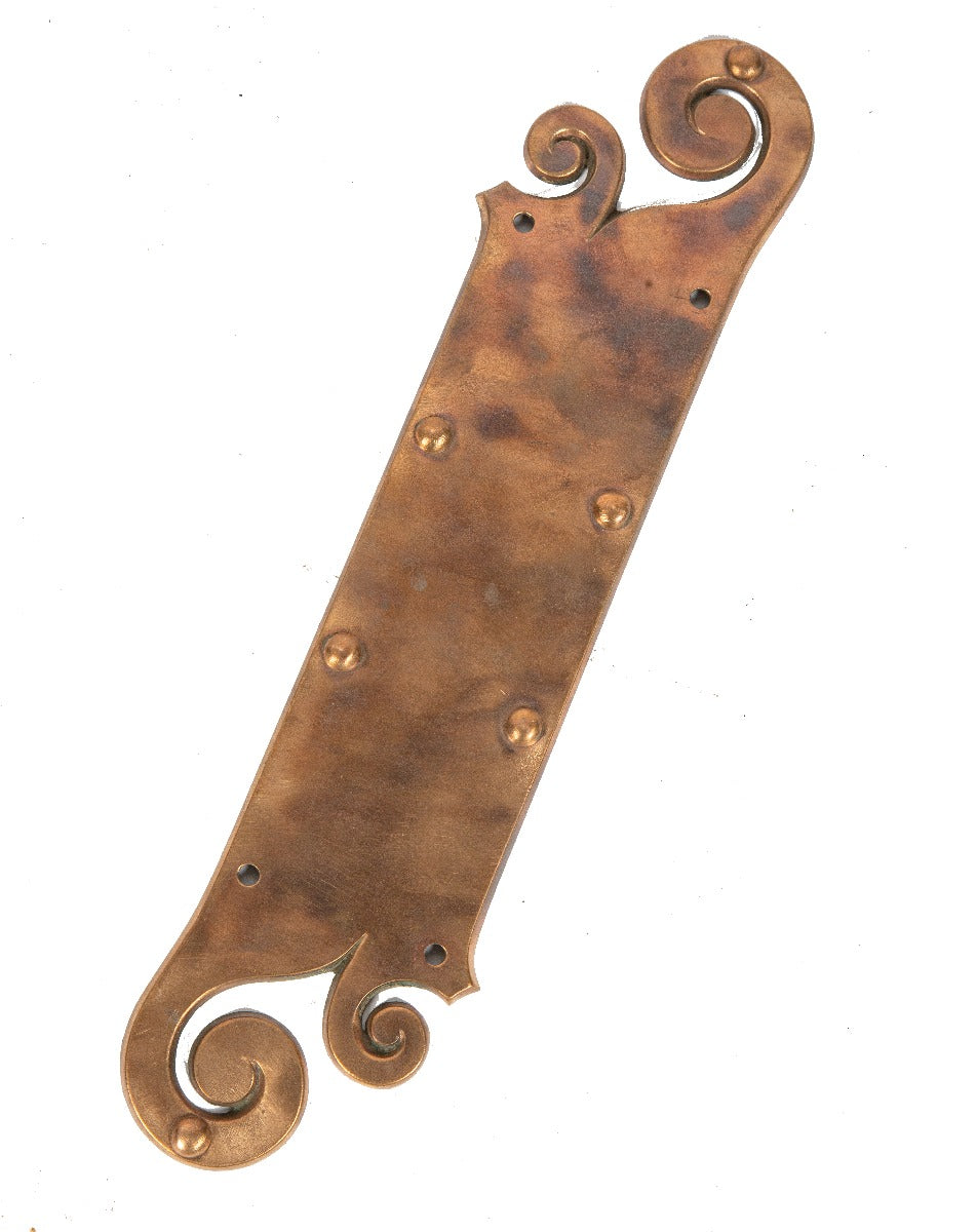 highly desirable all original late 19th or early 20th century antique american ornamental cast bronze residential door push plate
