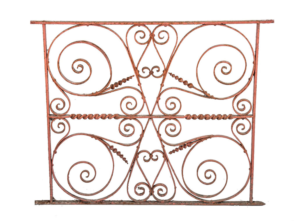 heavily ornamented original 1880's salvaged chicago residential oversized window guard executed by f.p. smith and company