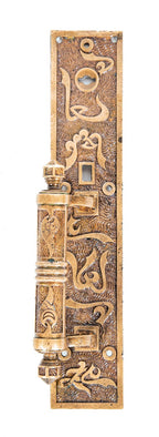 rare cast bronze ornamental exterior reclaimed 1880s commercial store door "arabic" pattern thumblatch door handle