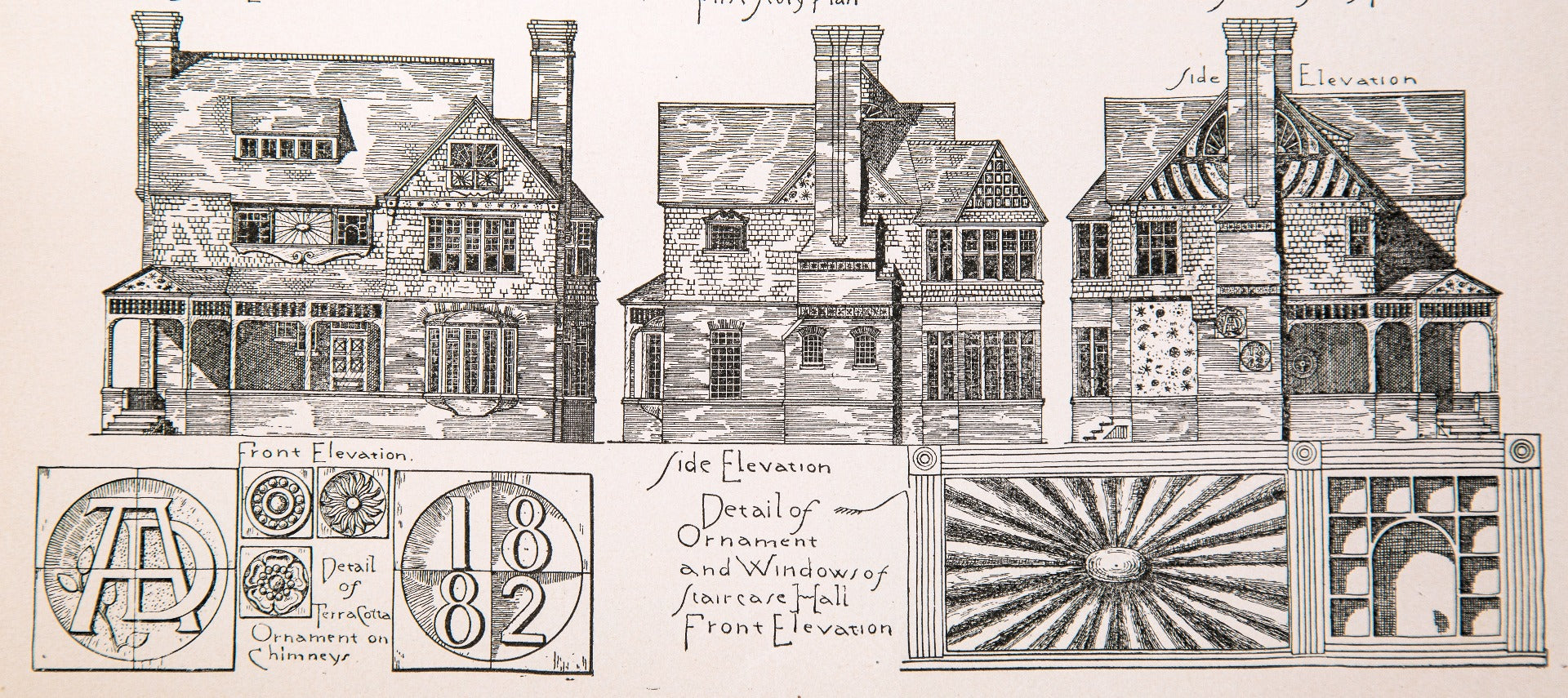 original 19th century hardbound palliser's new cottage homes and details, containing nearly two hundred & fifty new & original designs in all the modern popular styles, showing plans, elevations, perspective views and details