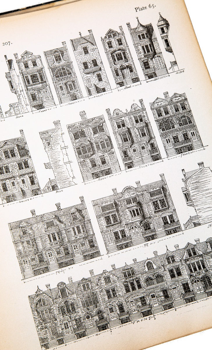 original 19th century hardbound palliser's new cottage homes and details, containing nearly two hundred & fifty new & original designs in all the modern popular styles, showing plans, elevations, perspective views and details