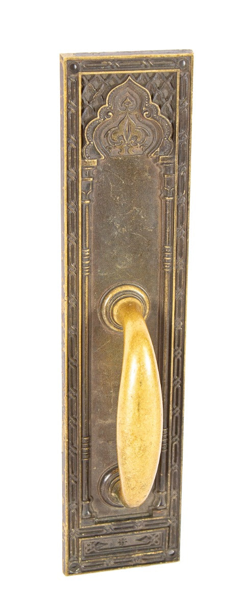 historically important custom designed ornamental cast bronze interior vestibule door moorish revival pull handle salvaged from huehl and schmidt's medinah temple