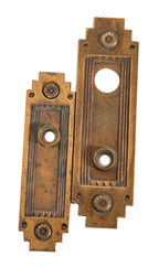 matching set of holabird and root-designed oranamental cast bronze art deco palmolive building office door backplates