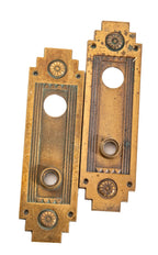 pair of original ornamental cast bronze salvaged chicago palmolive building office door backplates with nicely aged finish