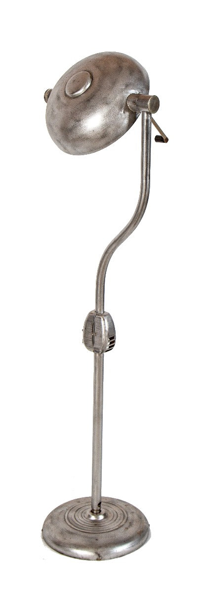 original 1940s vintage american medical brushed metal michael reese hospital examination room floor lamp with tilting reflector