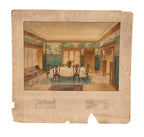 rare early 20th american polychromatic watercolor rendering depicting the interior dining room for the historic col. e.p. farr house executed by odin j. oyen