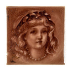 original 19th century unique 2 x 2 inch diminutive figural antique american majolica glazed tile with allover crazing