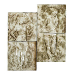 pair of 19th century mottled green antique american egyptian revival full-figured majolica fireplace tile sets