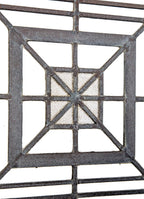 one of four matching original early 20th century custom-designed strongly geometric zinc and glass window from a chicago masonic temple or church