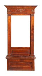 original and well-maintained 19th century freestanding solid birch wood salvaged chicago pier mirror hinged seat