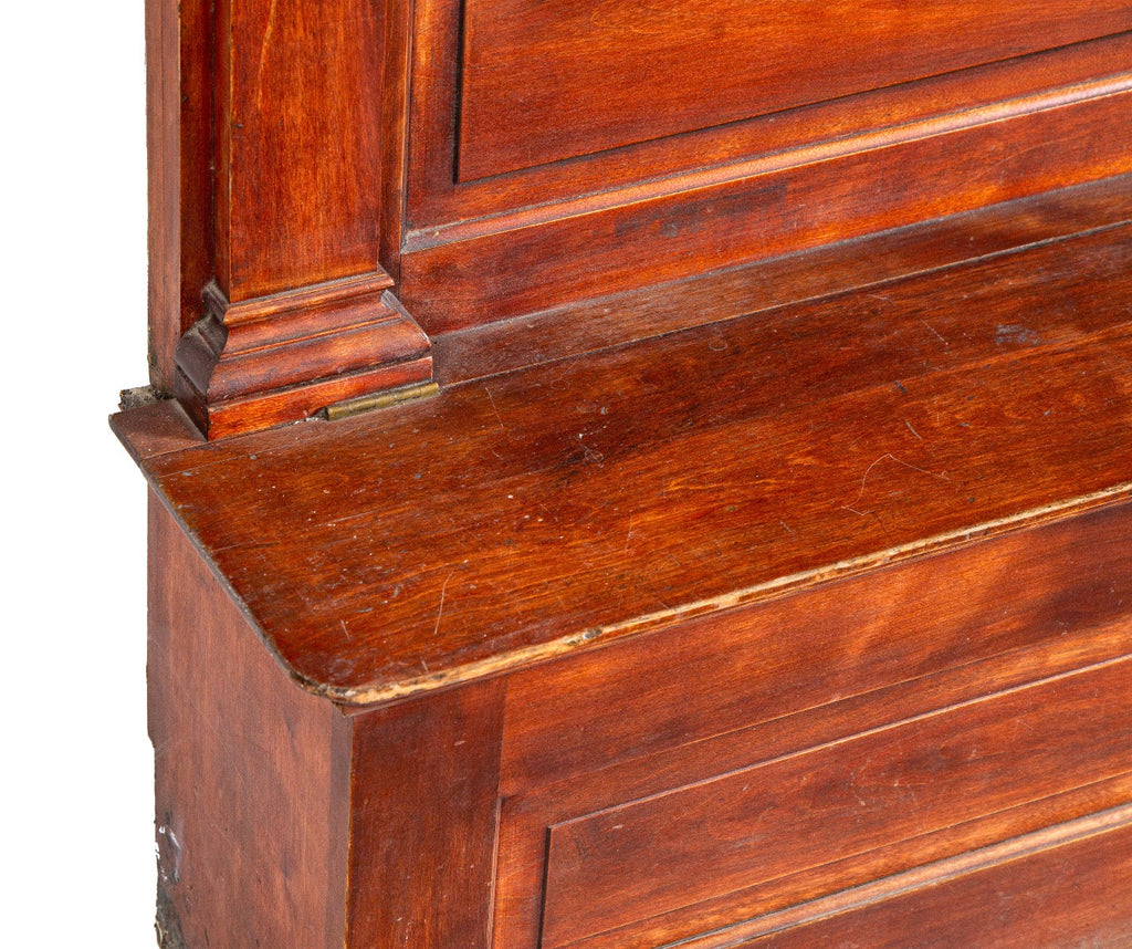 original and well-maintained 19th century freestanding solid birch wood salvaged chicago pier mirror hinged seat