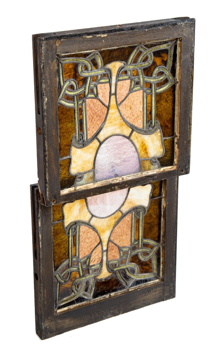 healy and millet-designed stained glass double-sash window with elegantly designed celtic border