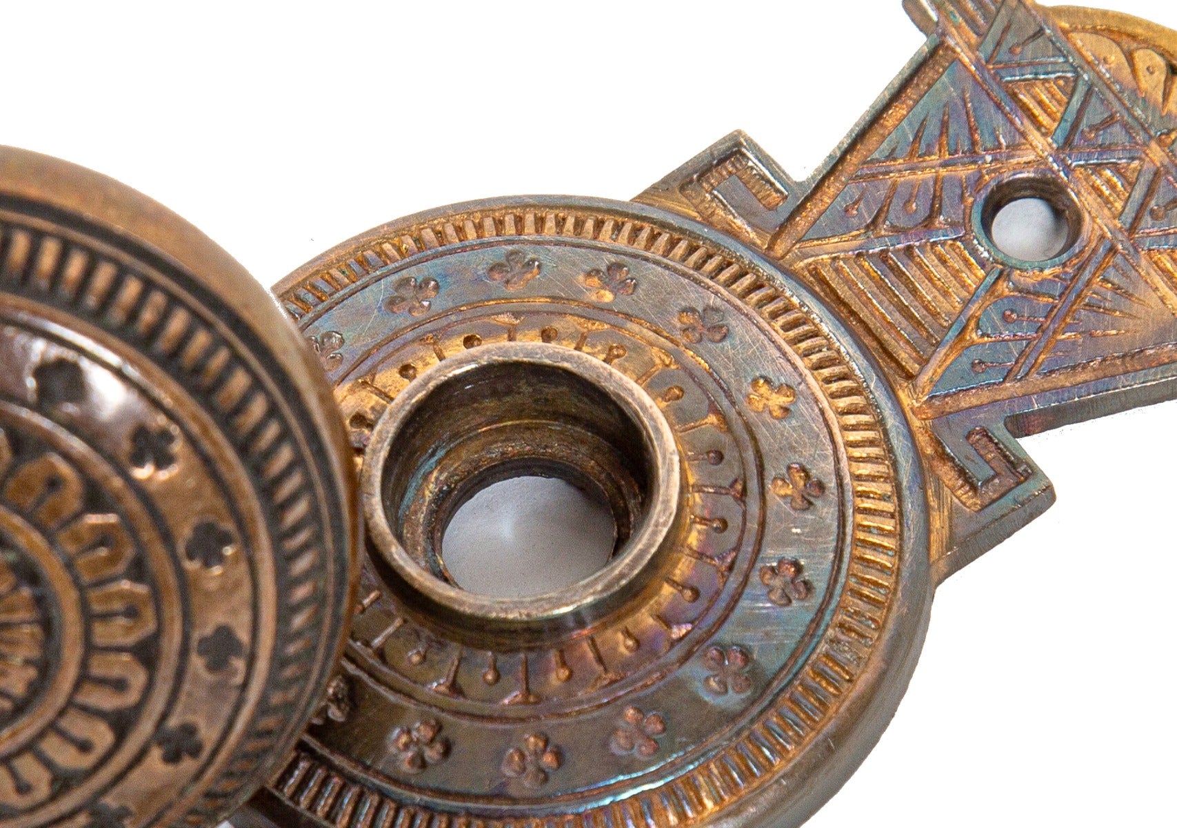 hard to find original 1880s antique american ornamental cast bronze norwich victorian gothic doorknob and matching oversized rosette