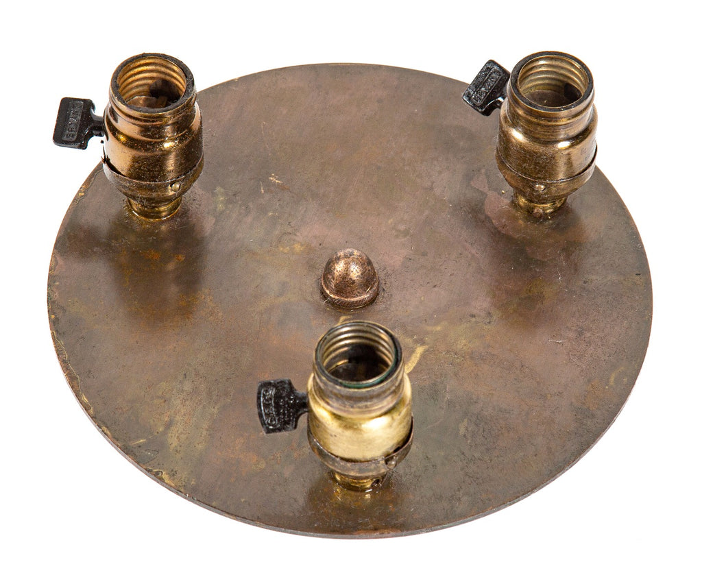 rare museum-quality louis sullivan-designed cast brass three-light flush mount schiller theater (1892) auditorium ceiling fixture