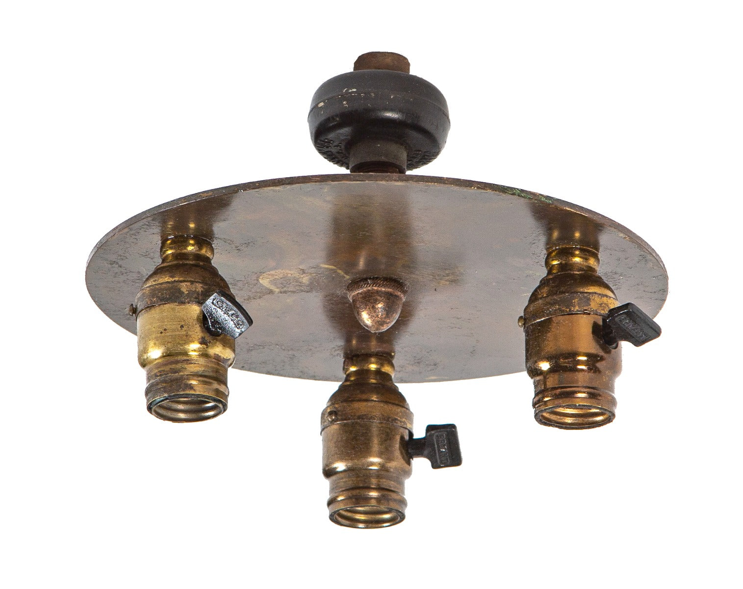 rare museum-quality louis sullivan-designed cast brass three-light flush mount schiller theater (1892) auditorium ceiling fixture