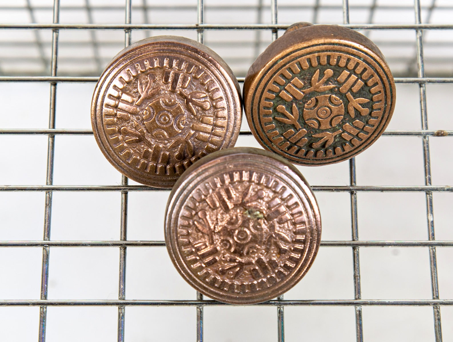 group of three 19th century hard to find "windsor" pattern ornamental cast bronze diminutive porch door handles