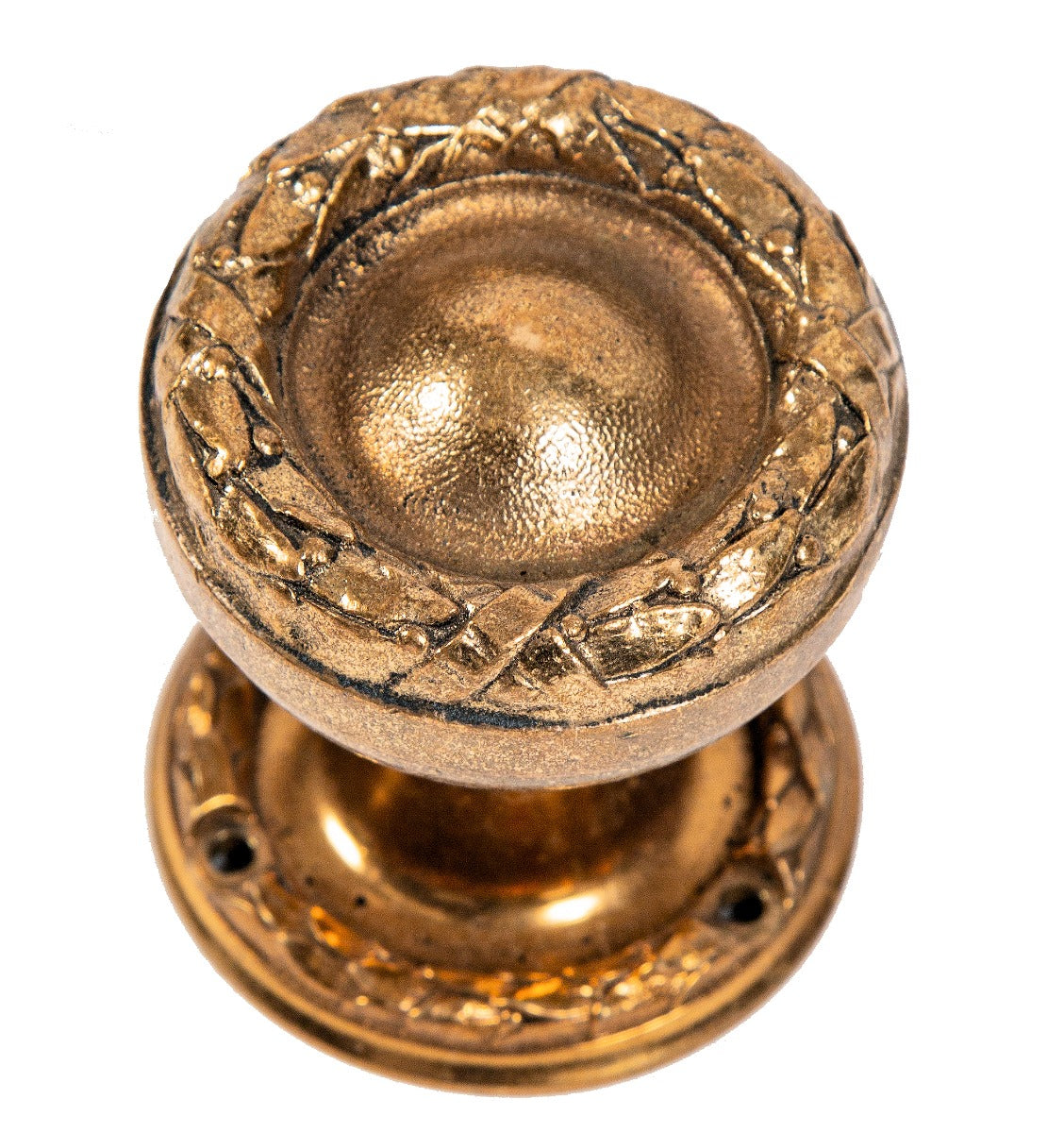 original early 20th century ornamental cast bronze holabird and roche-designed chicago city hall doorknob and matching rosette