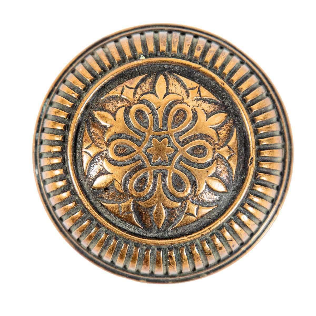 early 1870s antique american victorian-era cast bronze salvaged chicago corbin entrance door handle with nicely aged patina