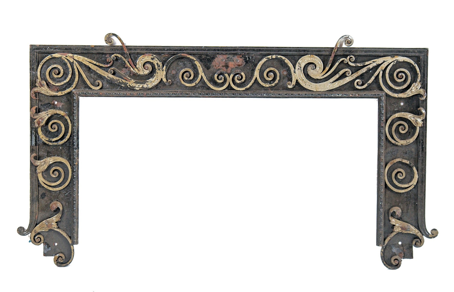unusual antique american salvaged chicago exterior ornamental cast and wrought iron door surround